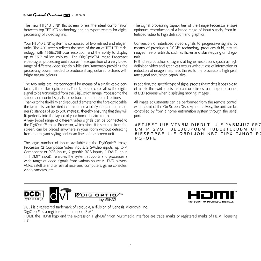 Sim2 Multimedia HTL40 installation manual Llc 