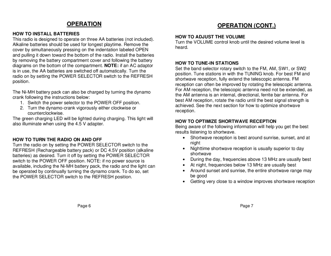 Sima Products CR-100 user manual Operation 