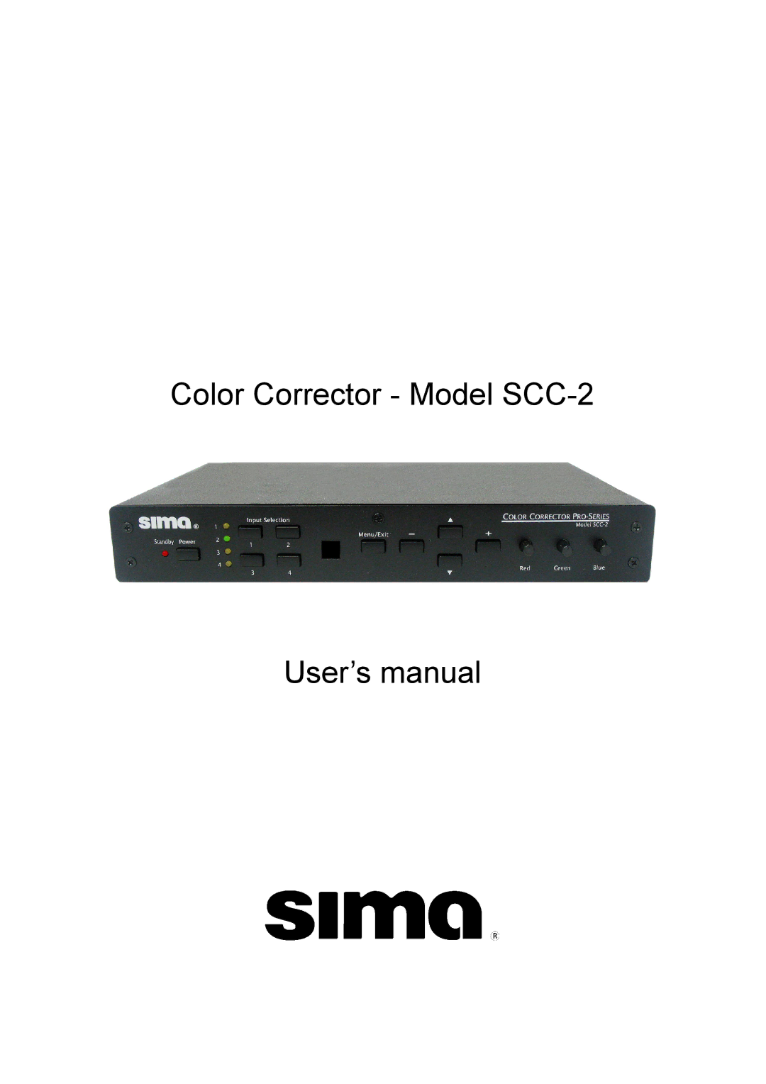 Sima Products user manual Color Corrector Model SCC-2 User’s manual 