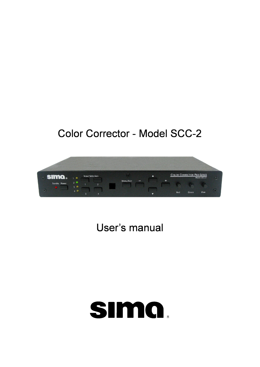 Sima Products user manual Color Corrector - Model SCC-2 