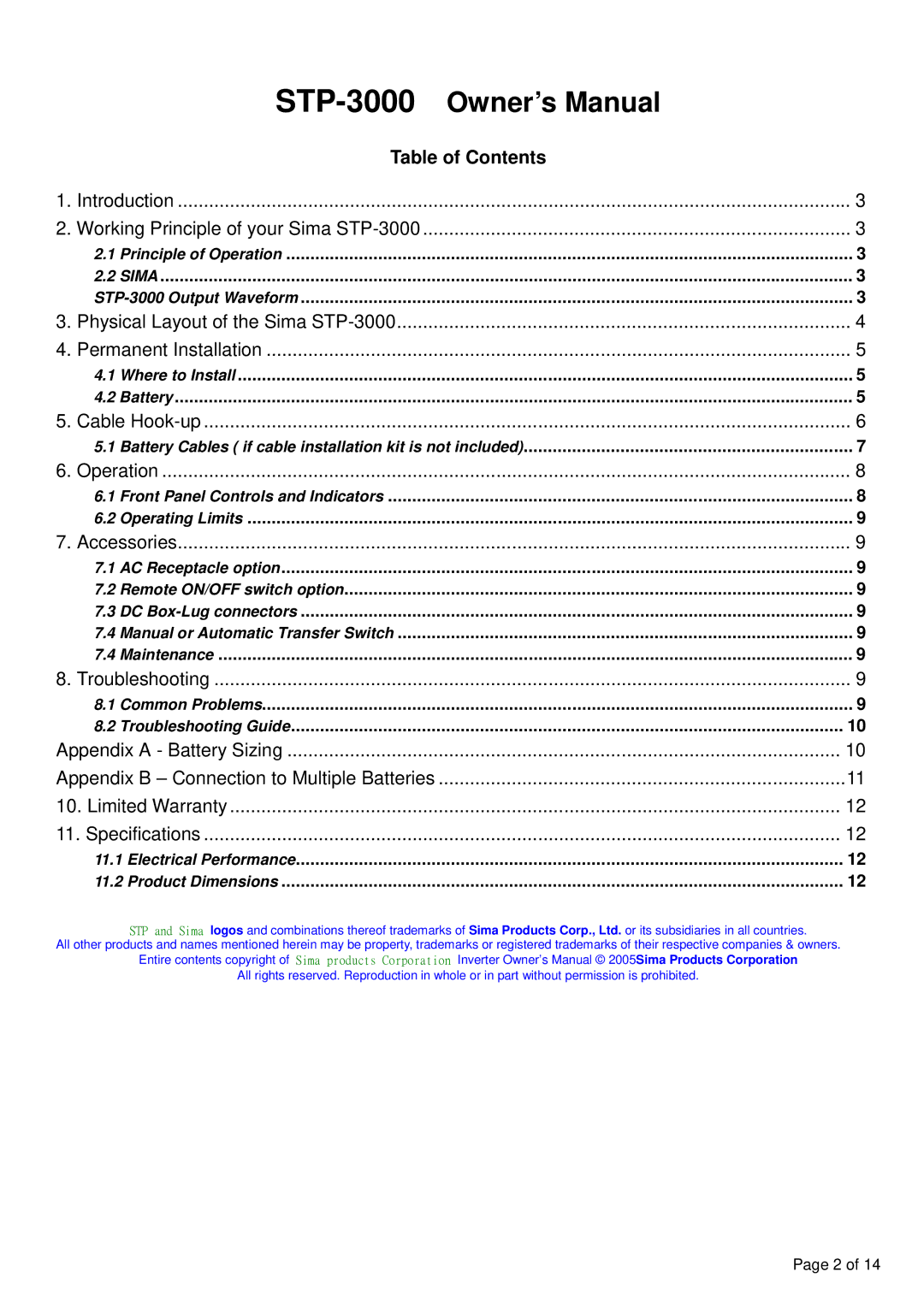 Sima Products owner manual Physical Layout of the Sima STP-3000 Permanent Installation 