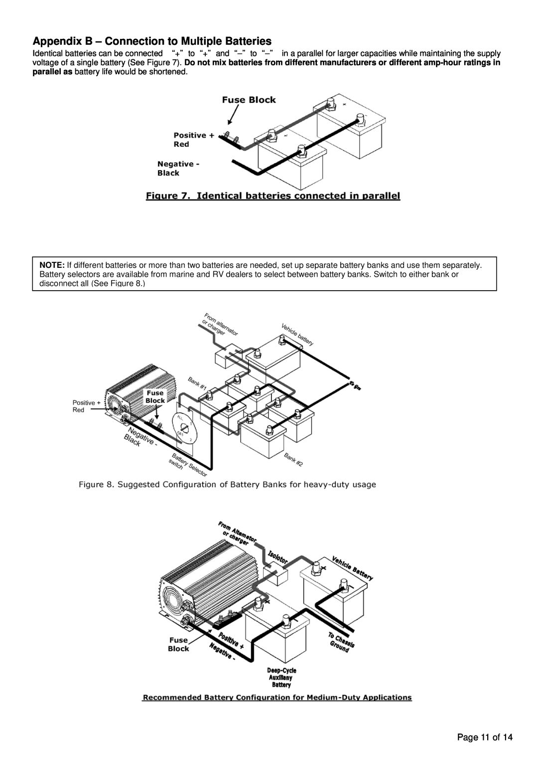 Sima Products STP-3000 owner manual Appendix B - Connection to Multiple Batteries, Page 11 of 