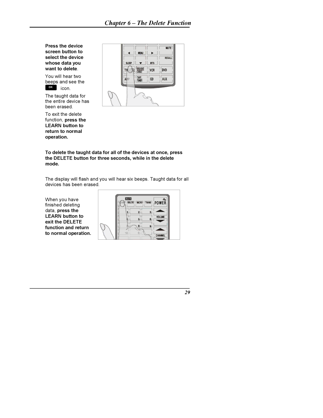 Sima Products SUR-20 user manual Delete Function 