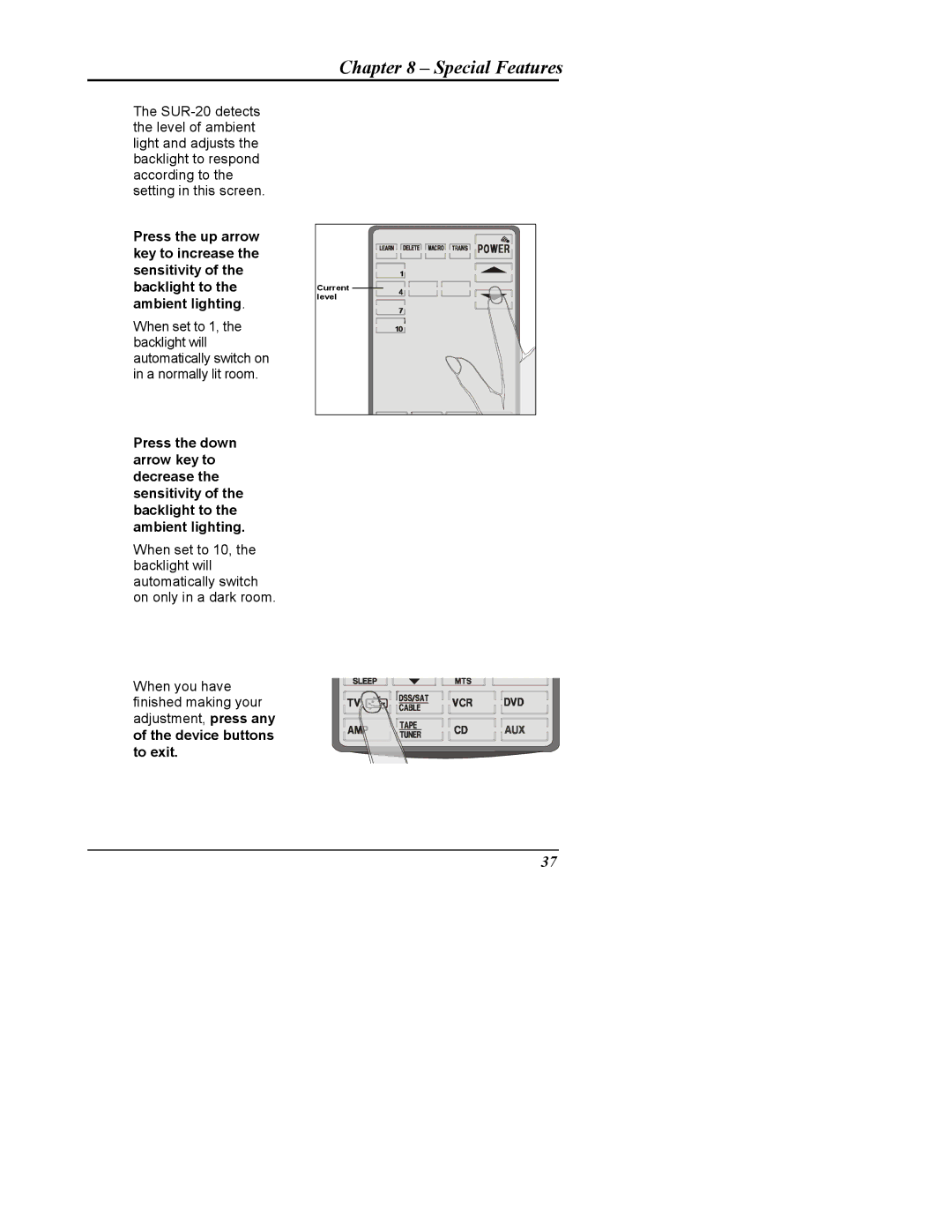 Sima Products SUR-20 user manual Special Features 