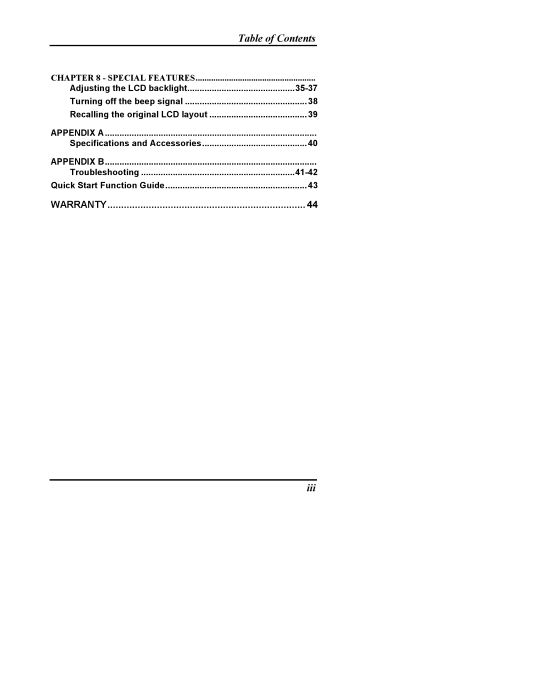 Sima Products SUR-20 user manual Iii 