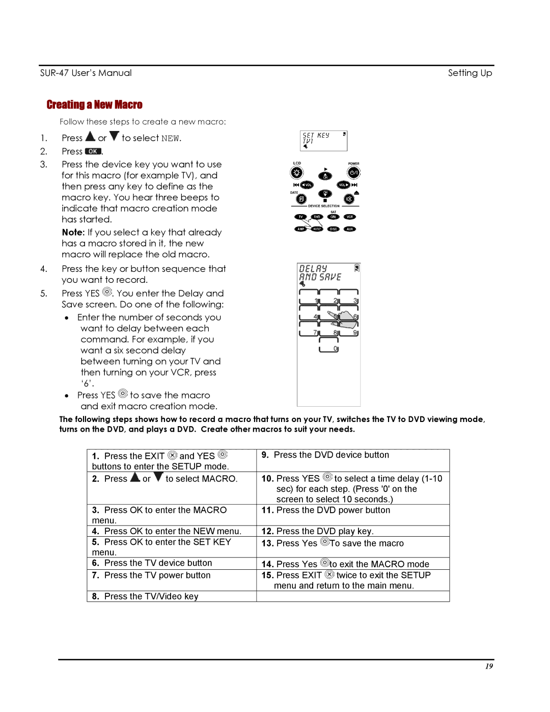 Sima Products SUR-47 user manual Creating a New Macro 