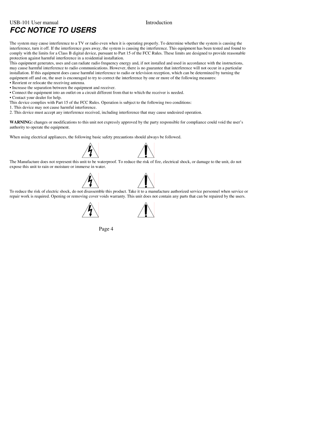 Sima Products USB-101 manual FCC Notice to Users 