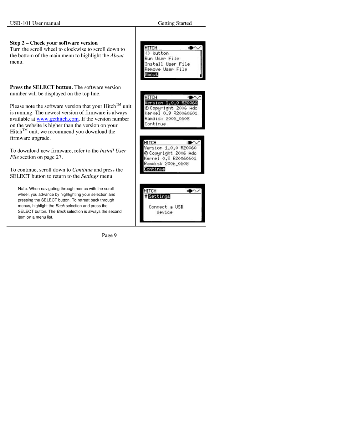 Sima Products USB-101 manual Check your software version 