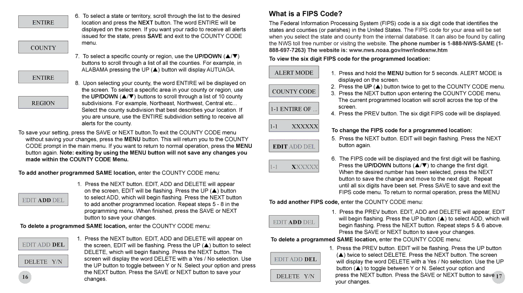 Sima Products WX-200 user manual What is a Fips Code?, Entire, Alert Mode County Code, Delete Y/N 