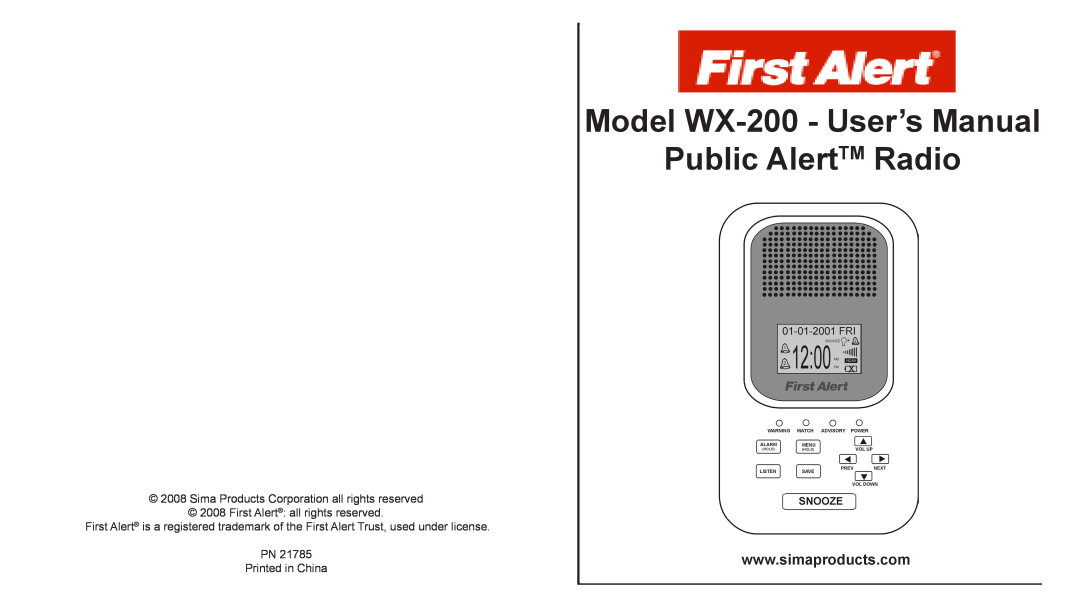 Sima Products WX-200 user manual 