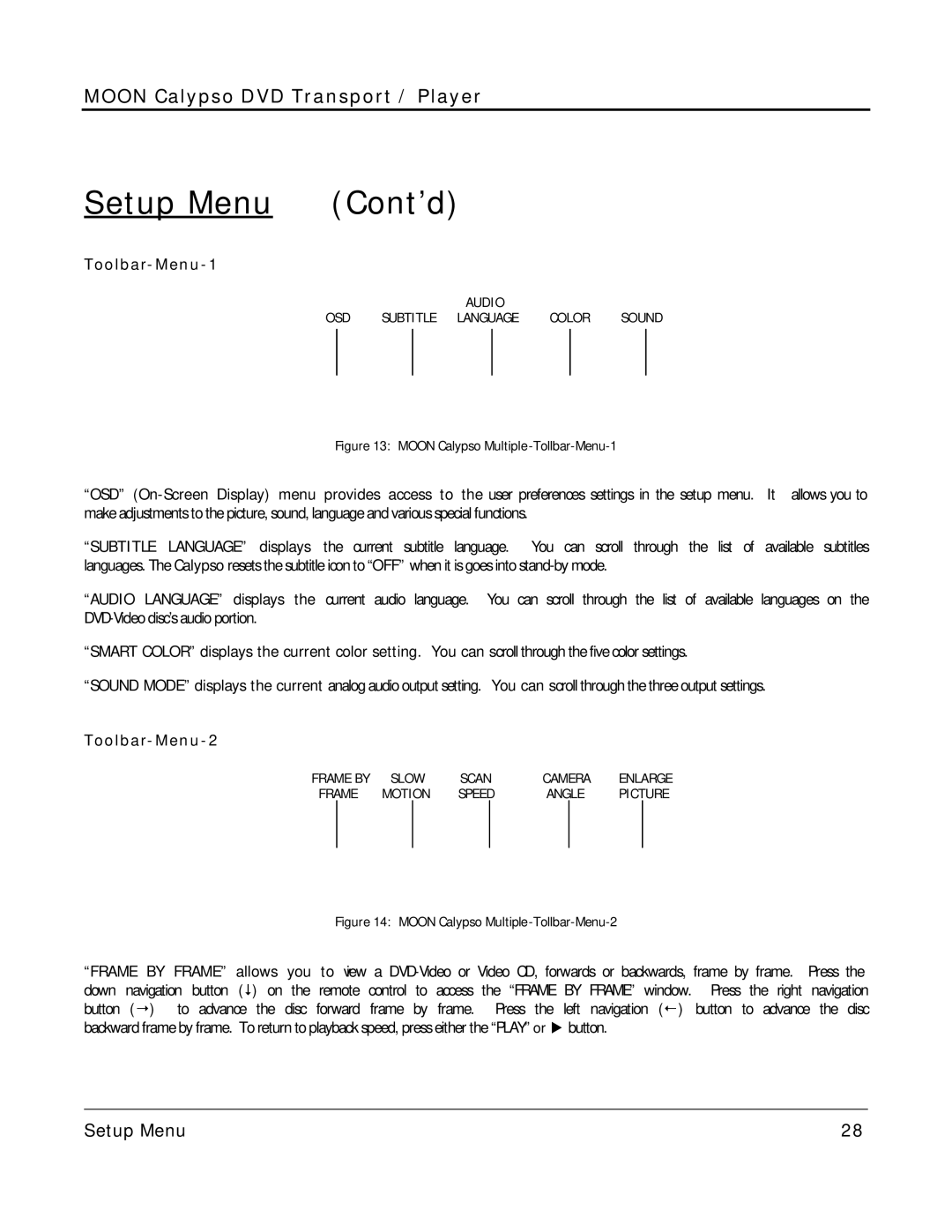 Simaudio Calypso owner manual Toolbar-Menu-1 