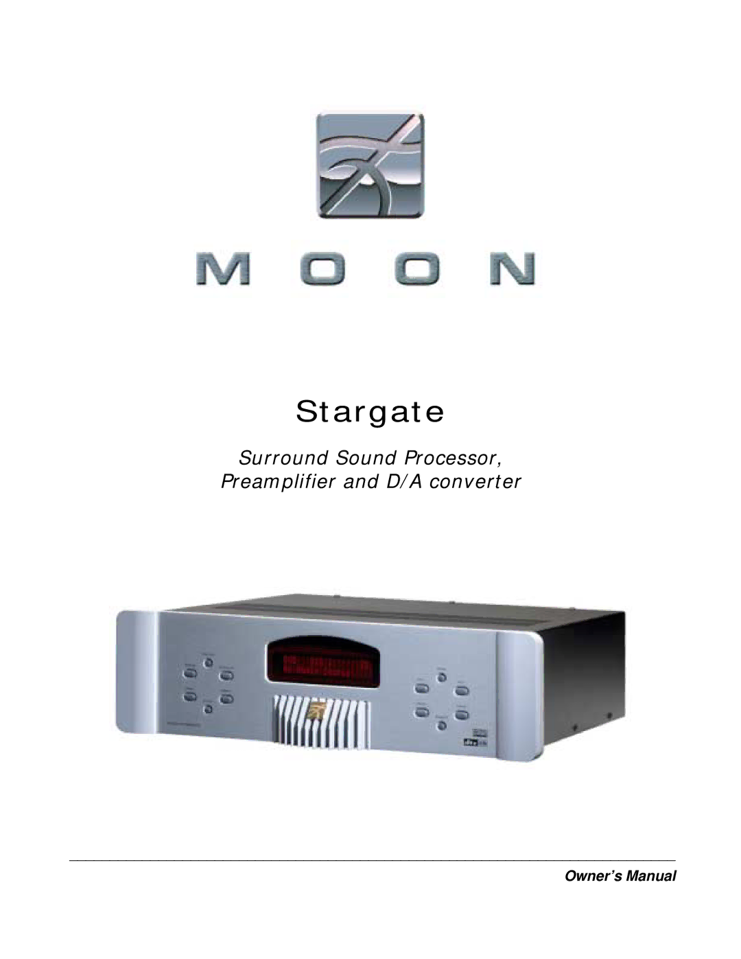 Simaudio Preamplifier and D/A converter owner manual Stargate 