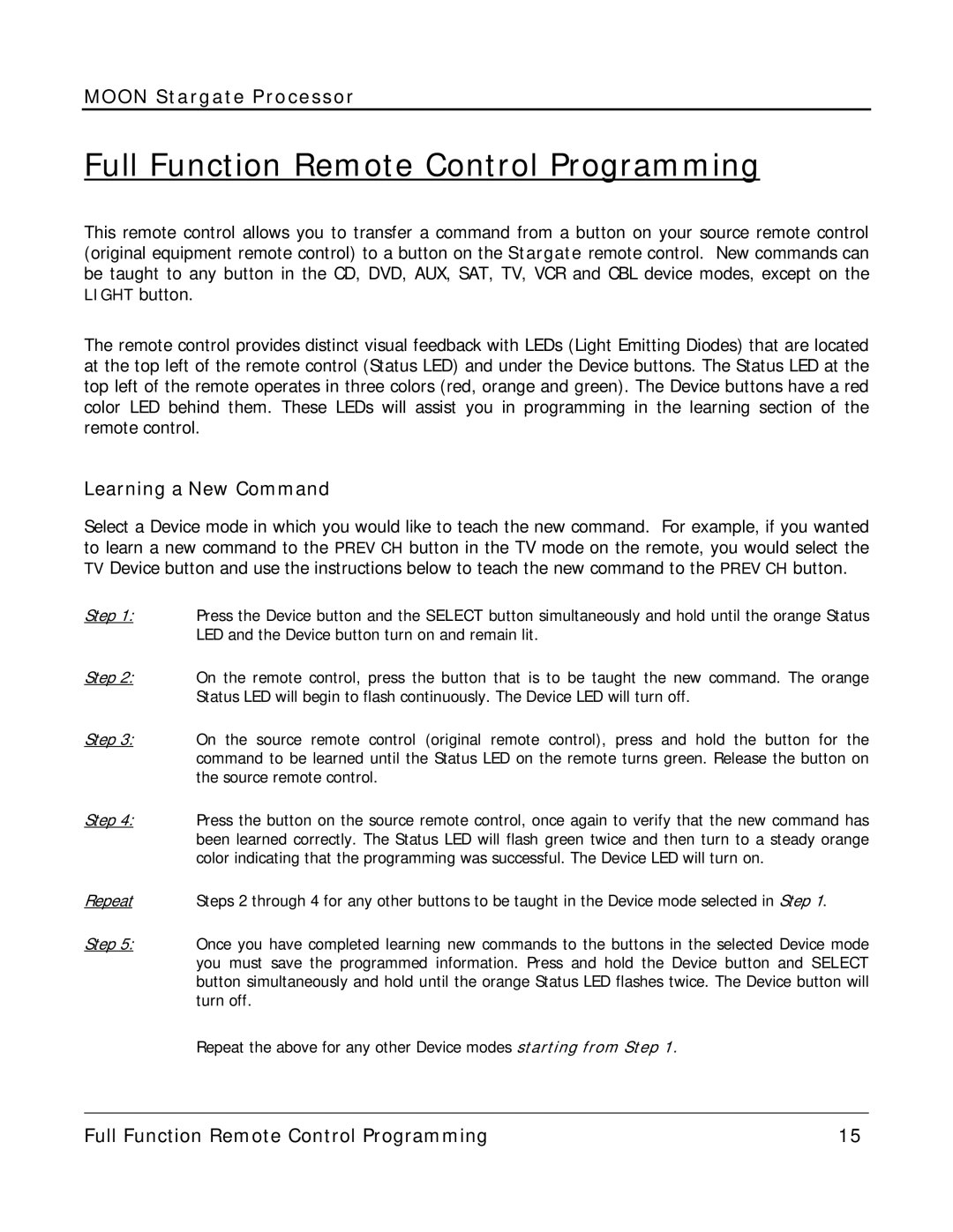 Simaudio Preamplifier and D/A converter owner manual Full Function Remote Control Programming, Learning a New Command 