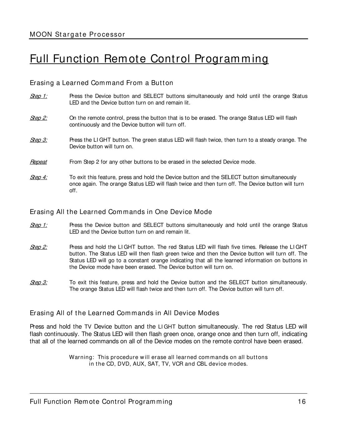 Simaudio Preamplifier and D/A converter owner manual Erasing a Learned Command From a Button 