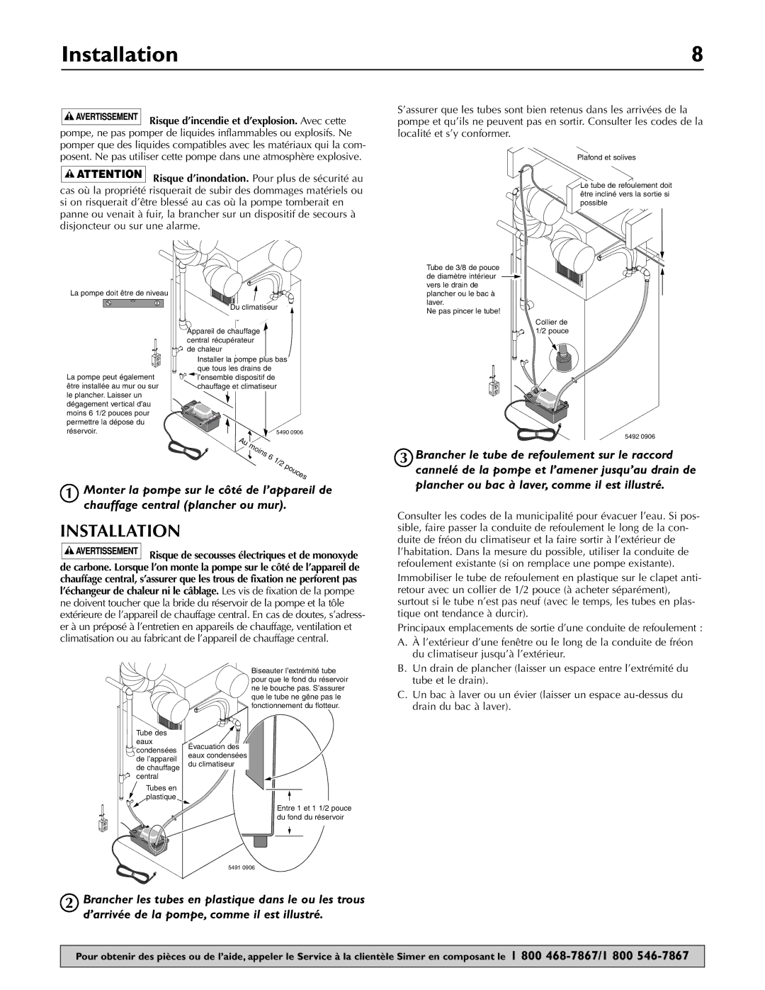 Simer Pumps 2520ULST owner manual Plancher ou bac à laver, comme il est illustré 