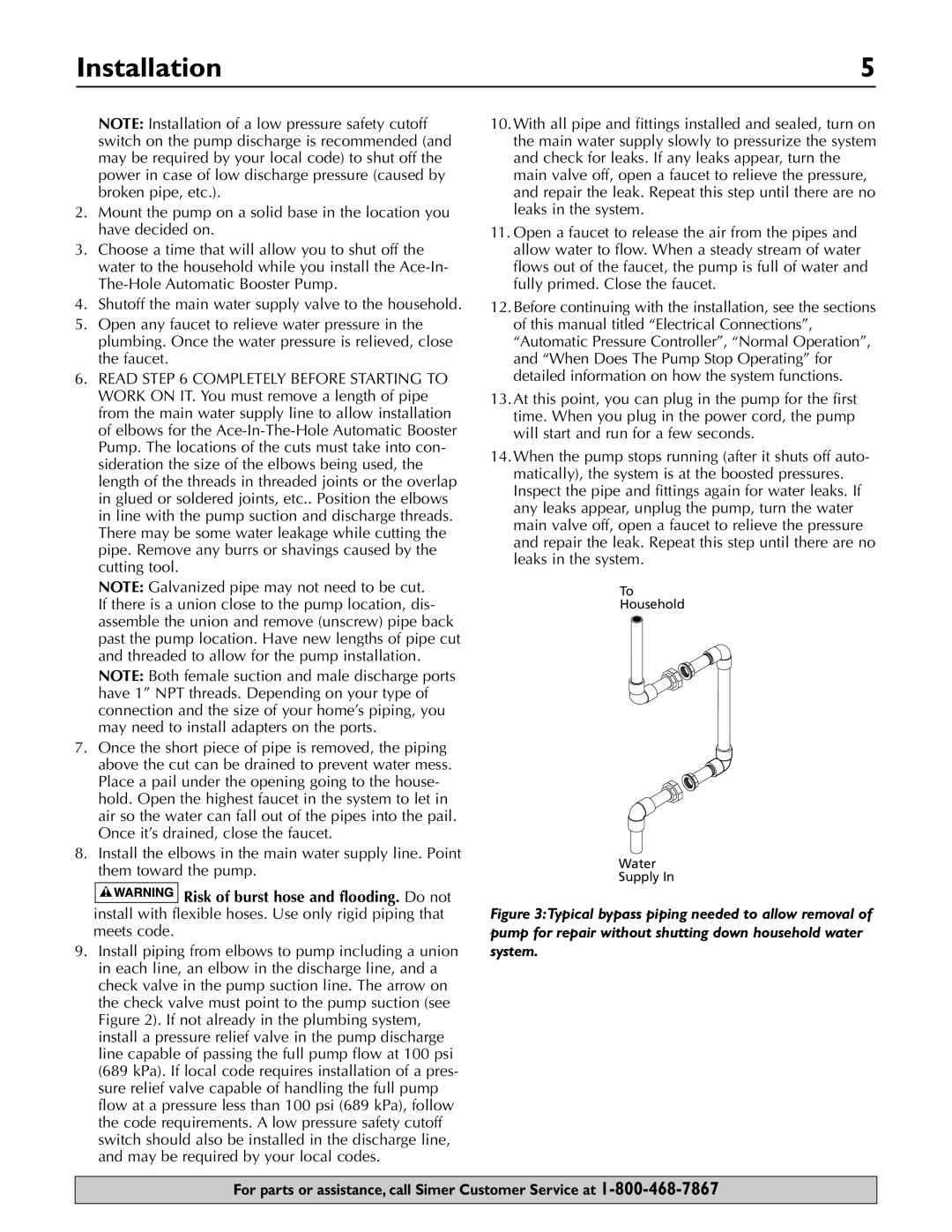 Simer Pumps 3075SS-01 owner manual Installation 