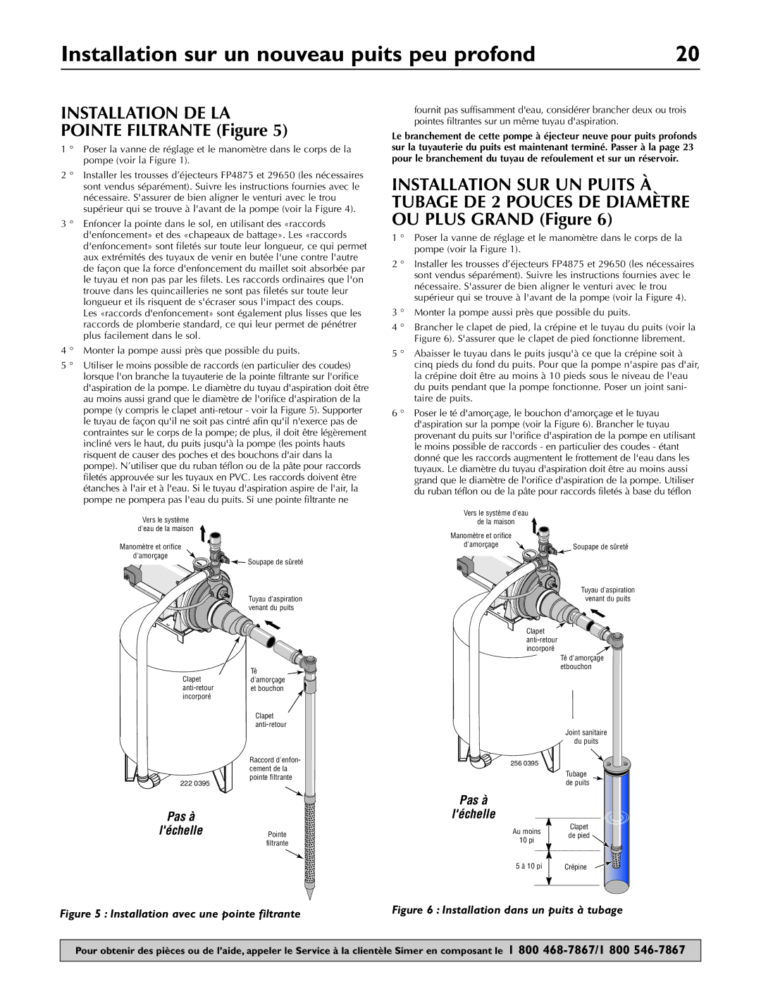 Simer Pumps 3305P, 3310P, 3307P Installation sur un nouveau puits peu profond, Installation DE LA, Pointe Filtrante Figure 