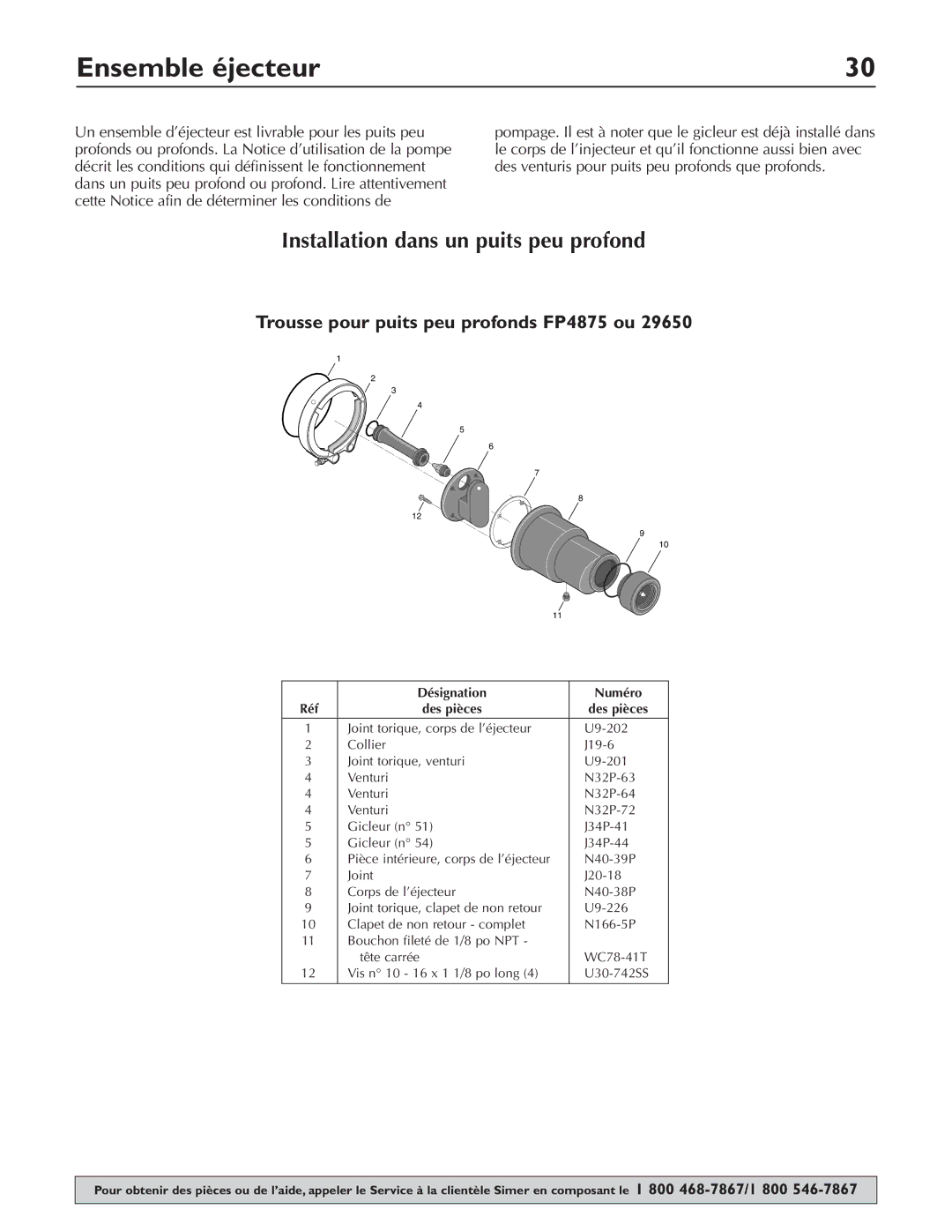 Simer Pumps 3310P Ensemble éjecteur, Installation dans un puits peu profond, Trousse pour puits peu profonds FP4875 ou 