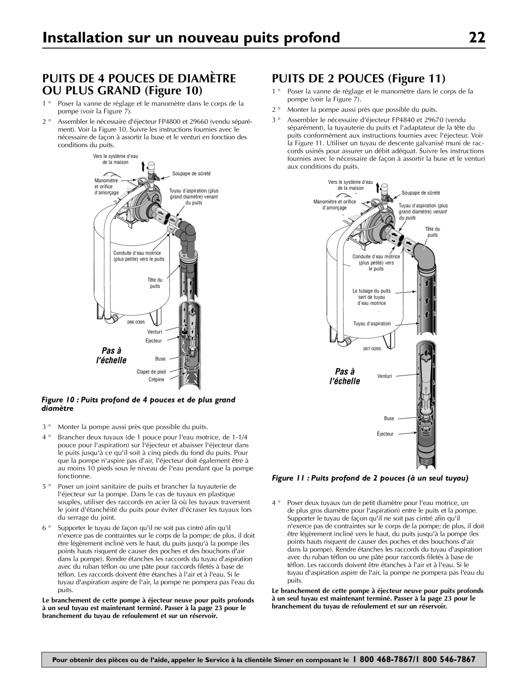 Simer Pumps 3307P, 3310P, 3305P owner manual Installation sur un nouveau puits profond, PUITS DE 2 POUCES Figure, Scale 