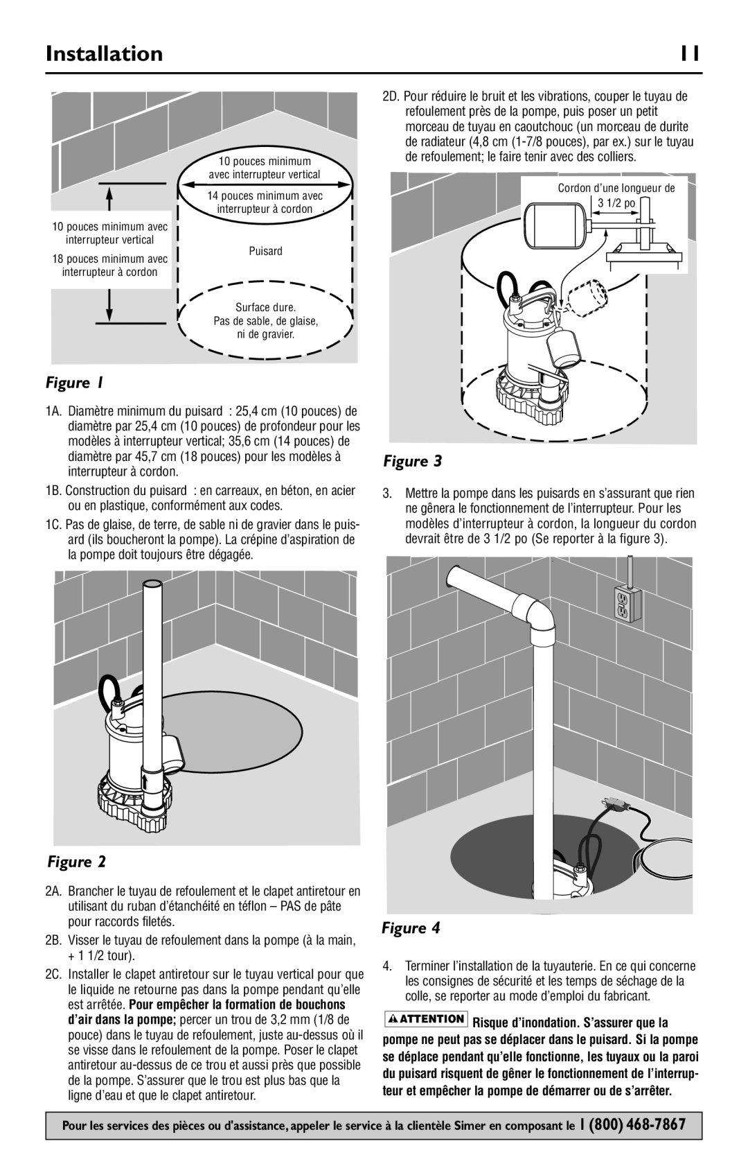 Simer Pumps 3983, 3985, 3988, 3984, 3986 owner manual Installation 