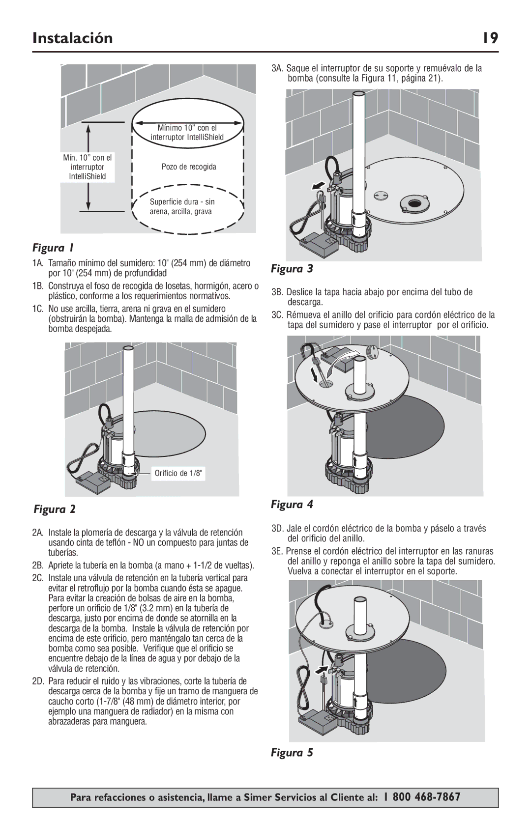 Simer Pumps 3989 owner manual Instalación, Figura 