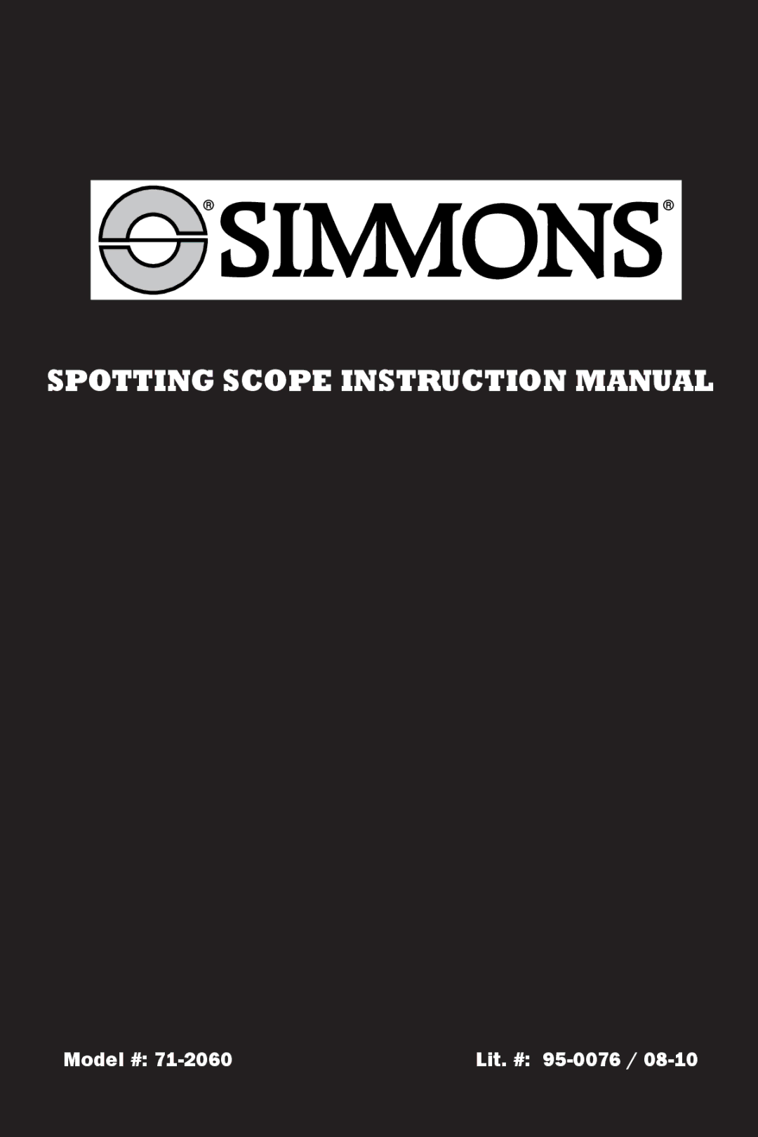 Simmons Optics 71-2060 instruction manual Model # 