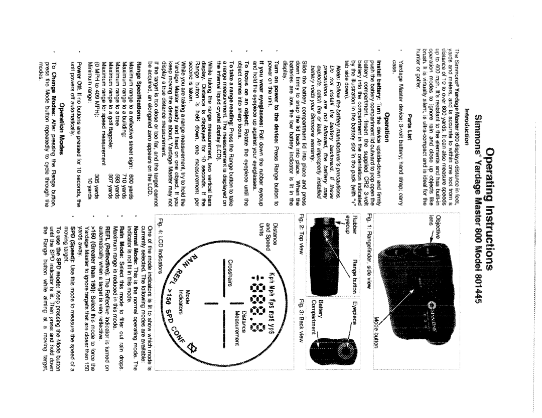 Simmons Optics 801445 manual 