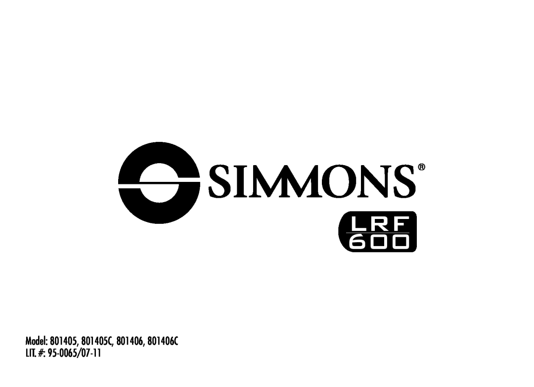 Simmons Optics LRF 600 manual Model 801405, 801405C, 801406, 801406C Lit. # 95-0065/07-11 