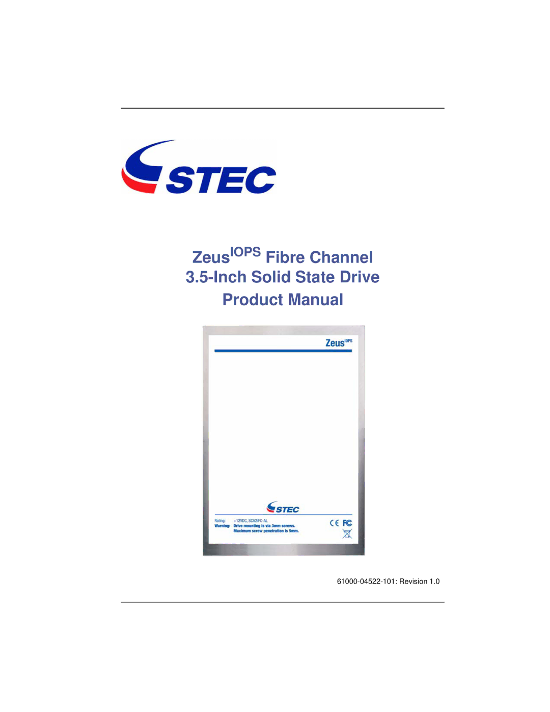 SimpleTech manual ZeusIOPS Fibre Channel Inch Solid State Drive Product Manual 