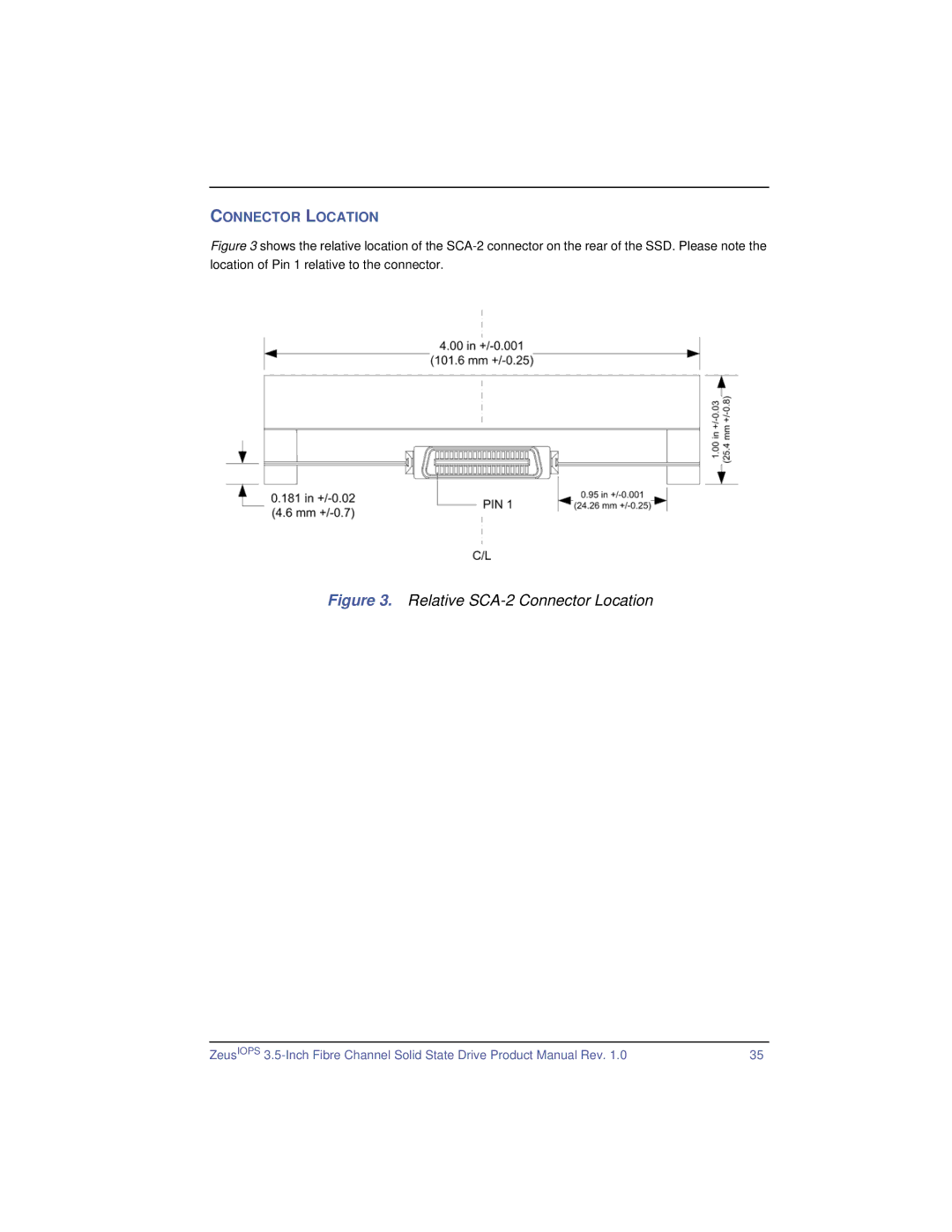 SimpleTech ZeusIOPS manual Relative SCA-2 Connector Location 