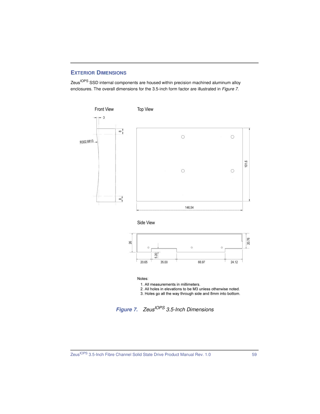 SimpleTech manual ZeusIOPS 3.5-Inch Dimensions 