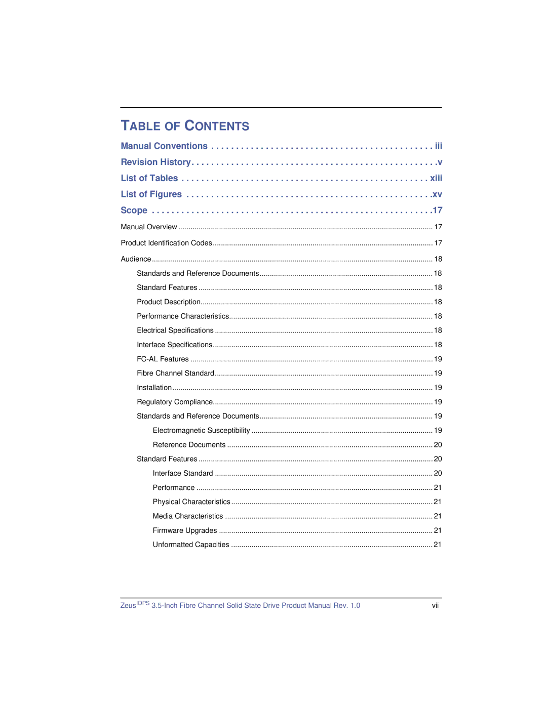 SimpleTech ZeusIOPS manual Table of Contents 