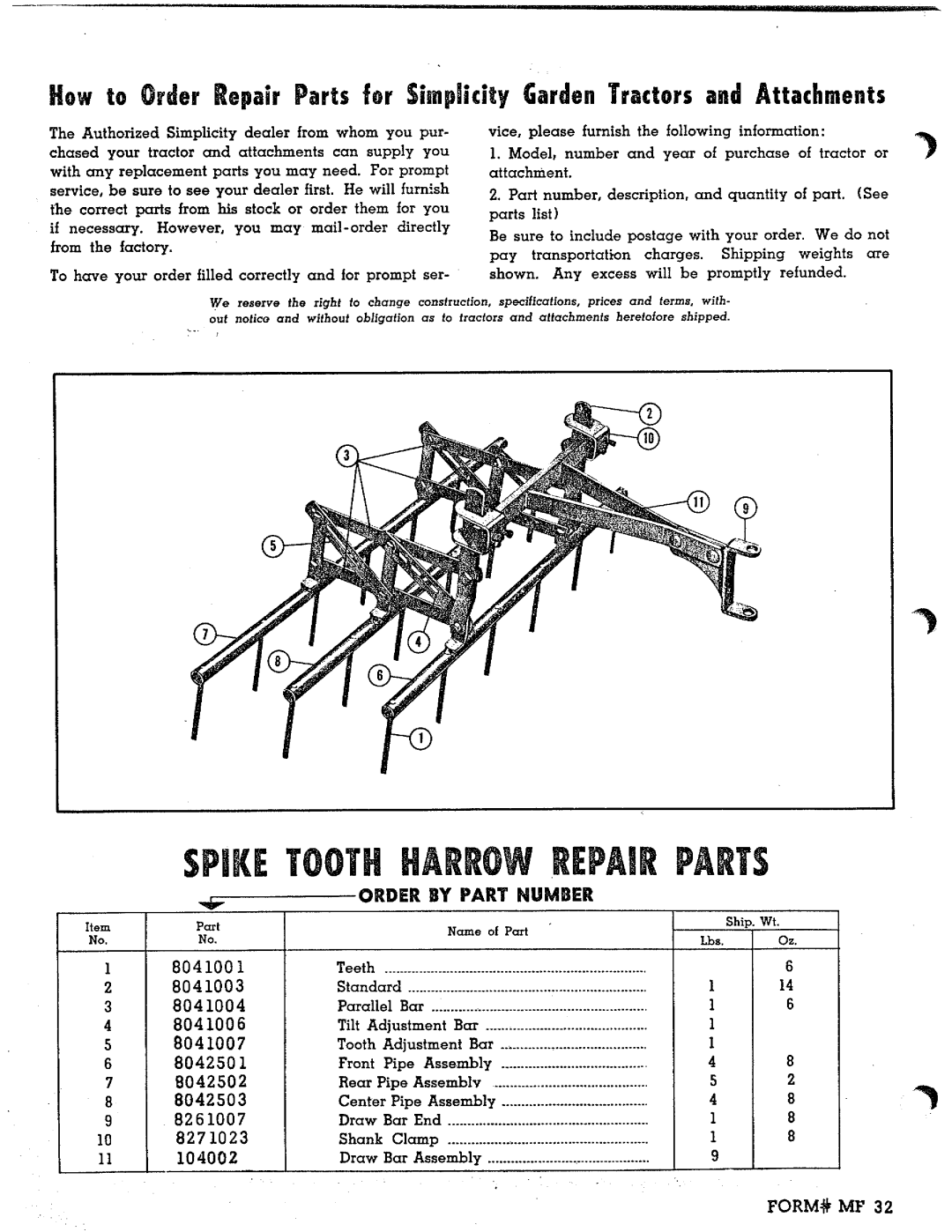 Simplicity 005 manual 