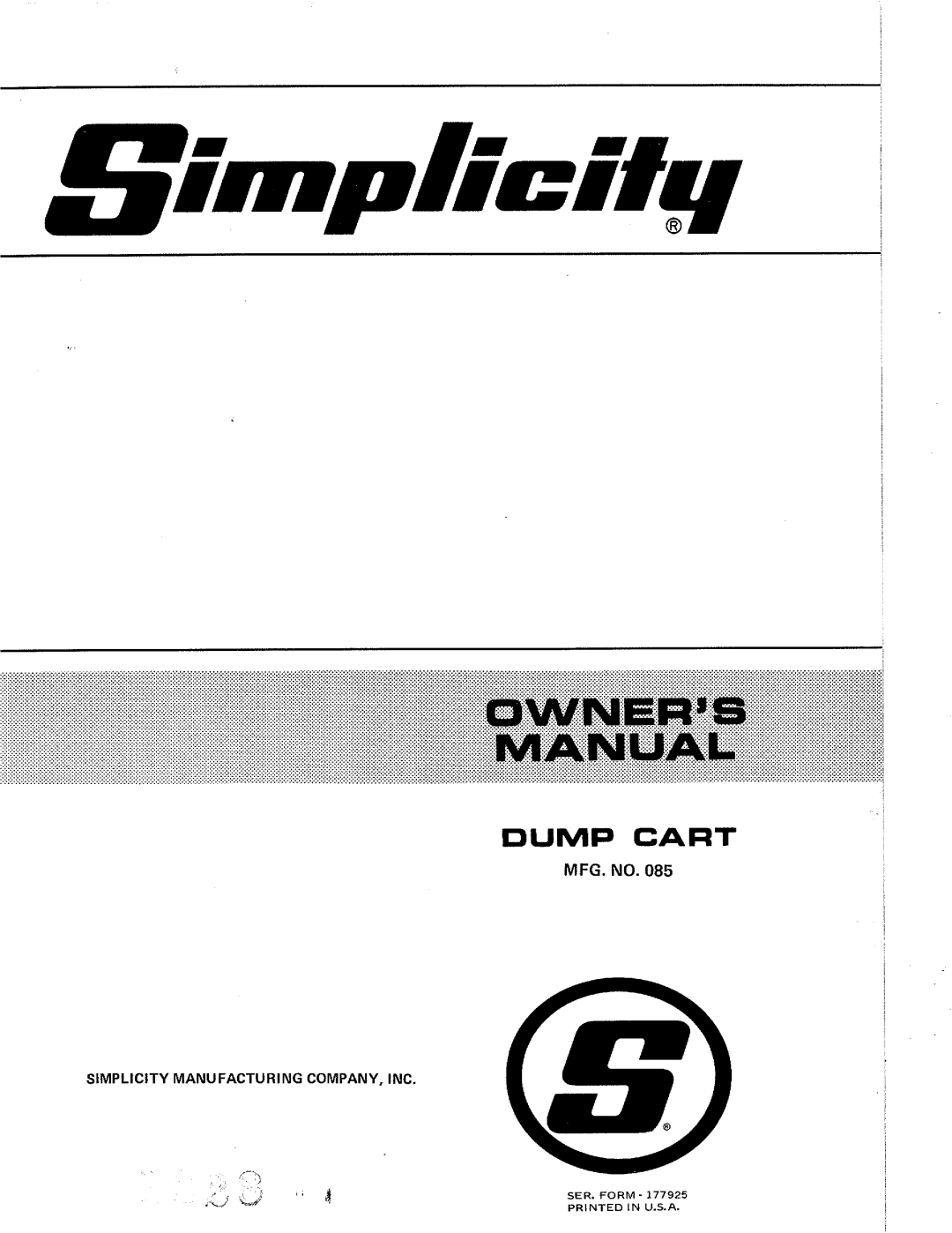 Simplicity 085 manual 