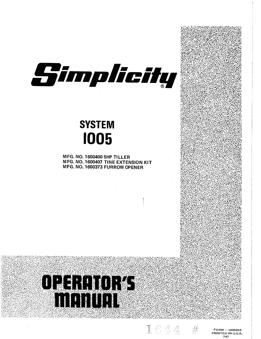 Simplicity 1005 manual 