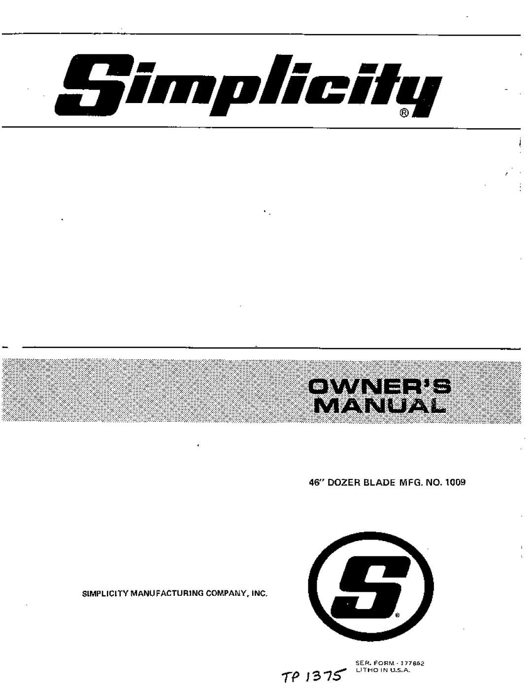Simplicity 1009 manual 