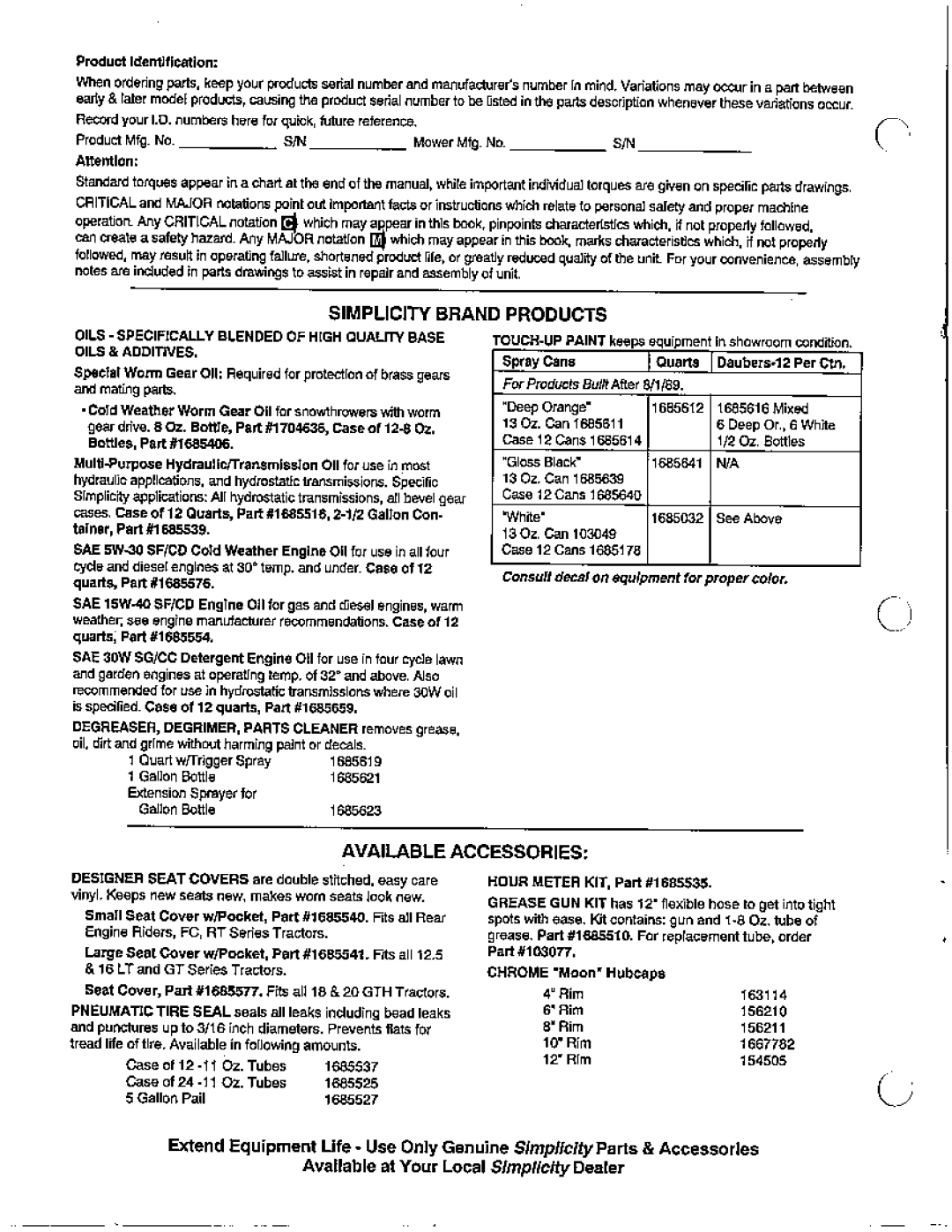 Simplicity 12FC42, 1691654 manual 