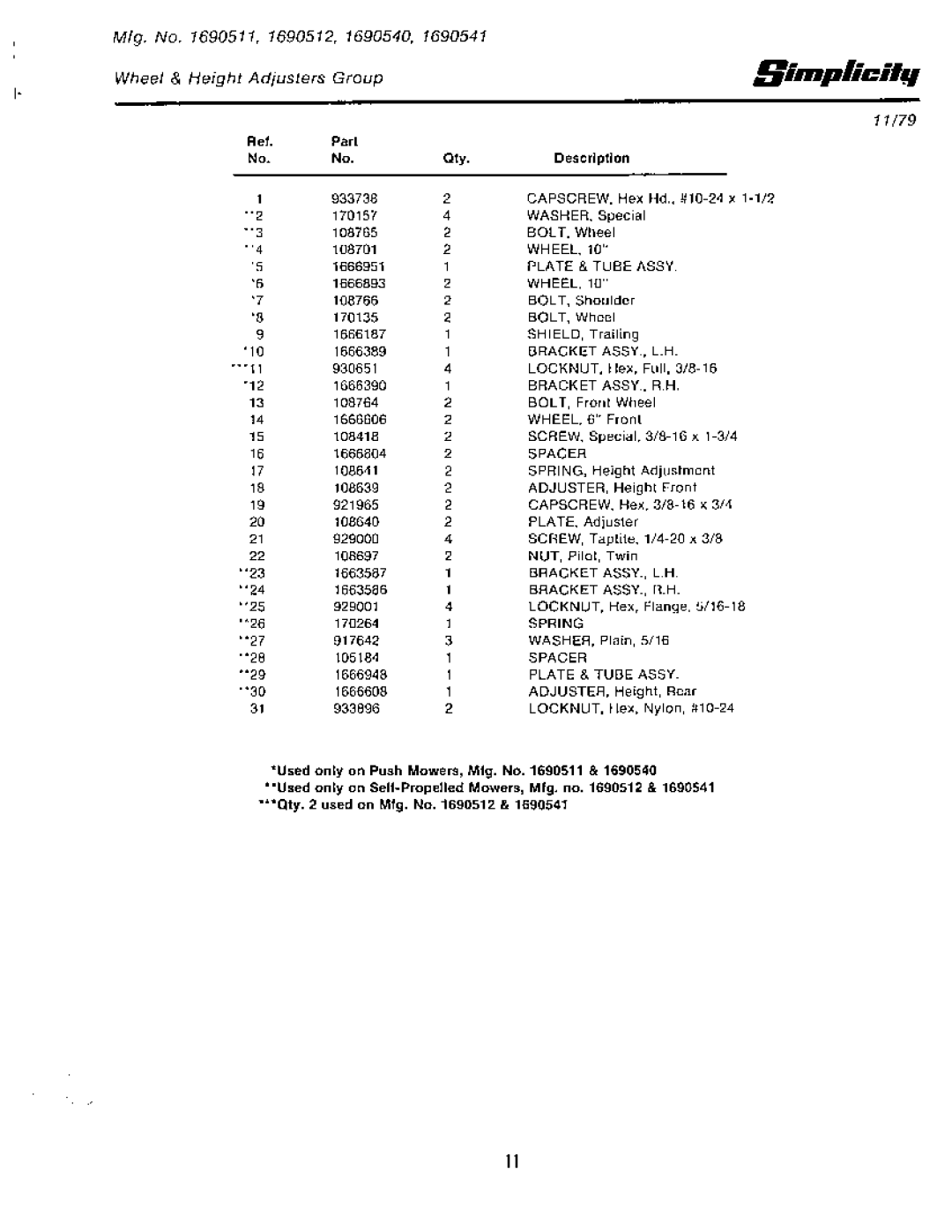 Simplicity 1318PSE Mower, 1421 Mower, 1321 Mower, 1291 Mower, 1321PP Mower, 1321PPE Mower, 1319PS Mower, 1322PS Mower, 1221 Mower 