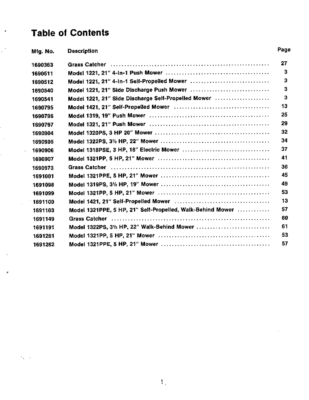 Simplicity 1318PSE Mower, 1421 Mower, 1321 Mower, 1291 Mower, 1321PP Mower, 1321PPE Mower, 1319PS Mower, 1322PS Mower, 1221 Mower 