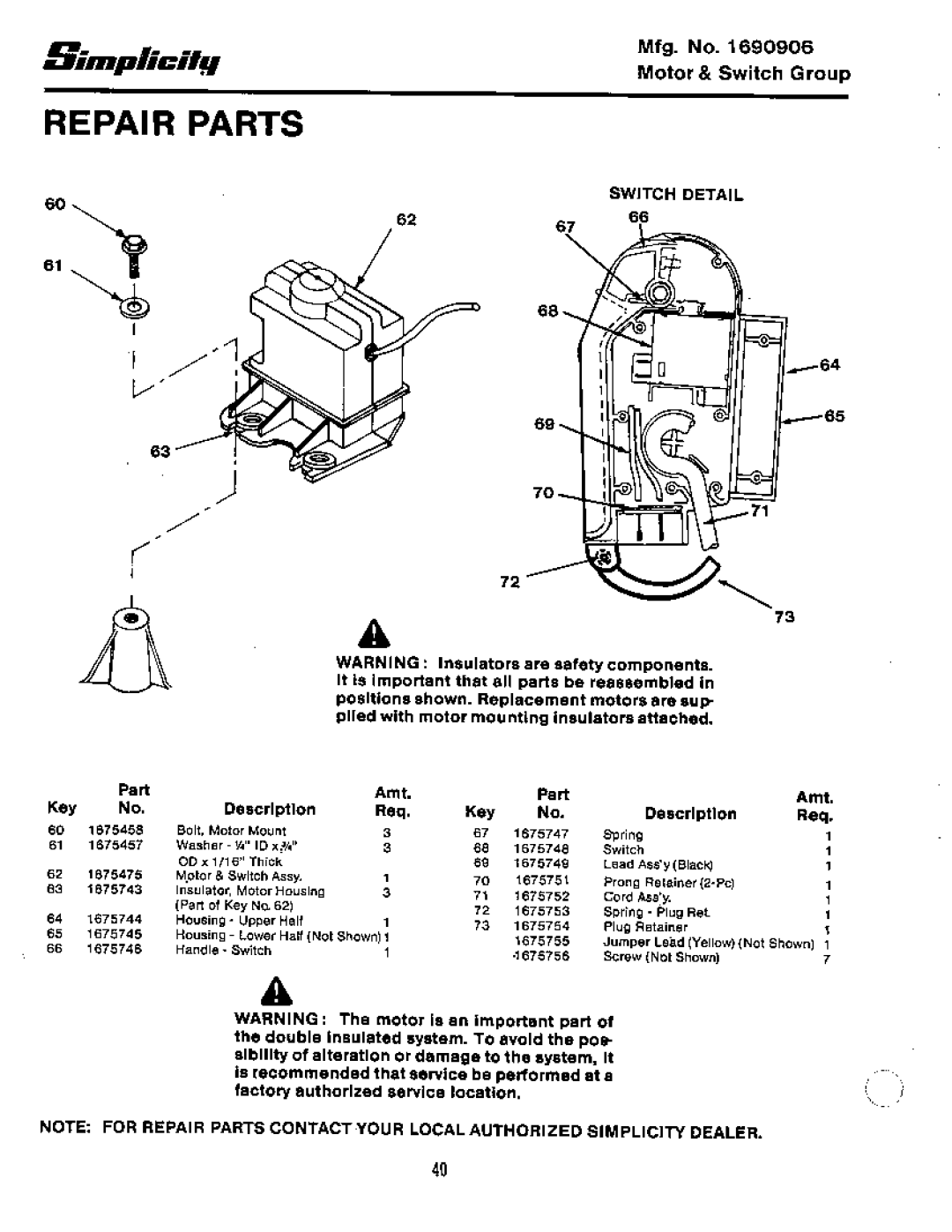 Simplicity 1291 Mower, 1421 Mower, 1321 Mower, 1318PSE Mower, 1321PP Mower, 1321PPE Mower, 1319PS Mower, 1322PS Mower, 1221 Mower 