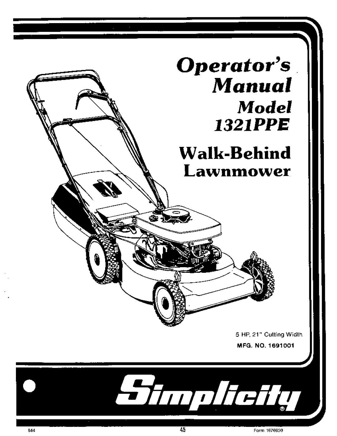 Simplicity 1322PS Mower, 1421 Mower, 1321 Mower, 1291 Mower, 1318PSE Mower, 1321PP Mower, 1321PPE Mower, 1319PS Mower, 1221 Mower 