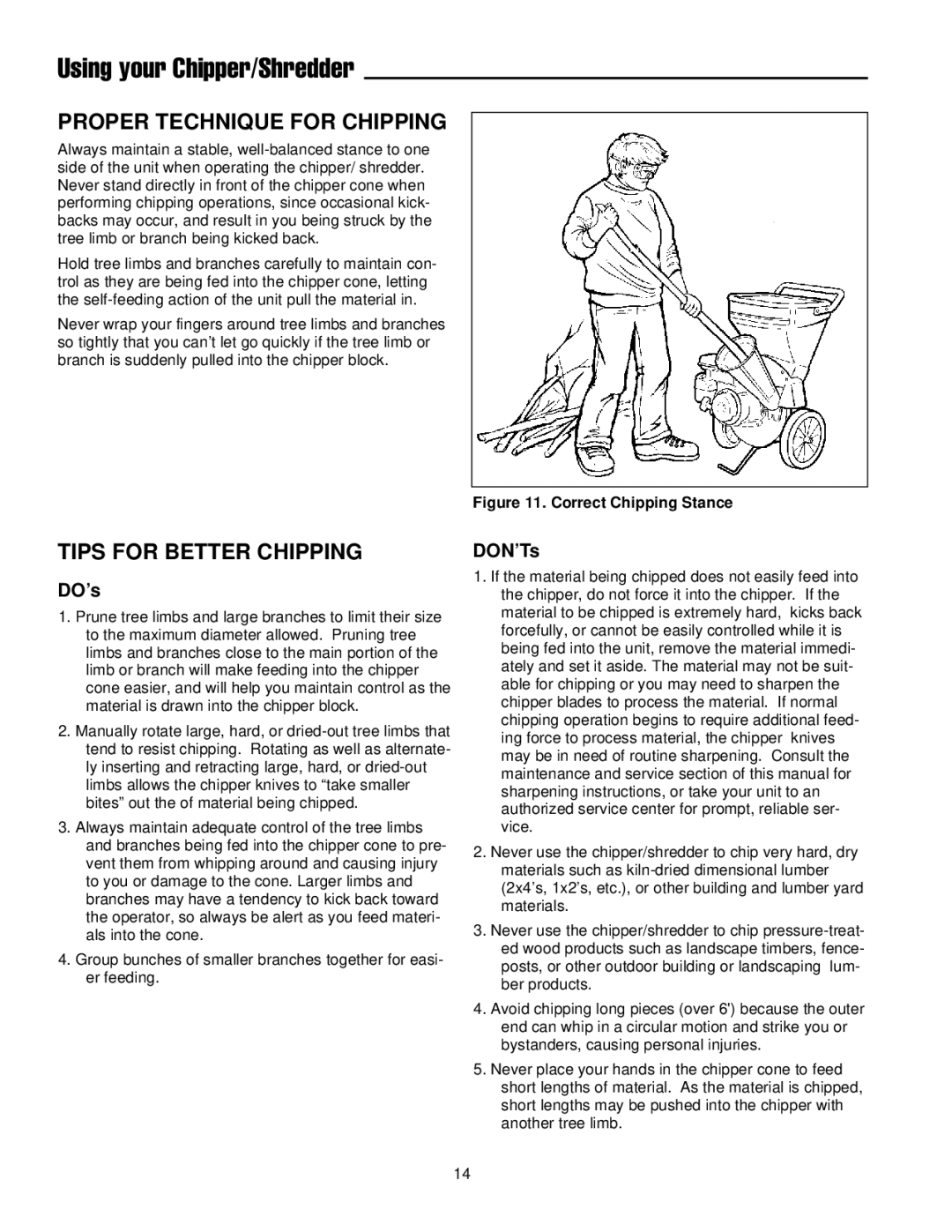 Simplicity 14E manual Proper Technique for Chipping, Tips for Better Chipping, DO’s, DON’Ts 