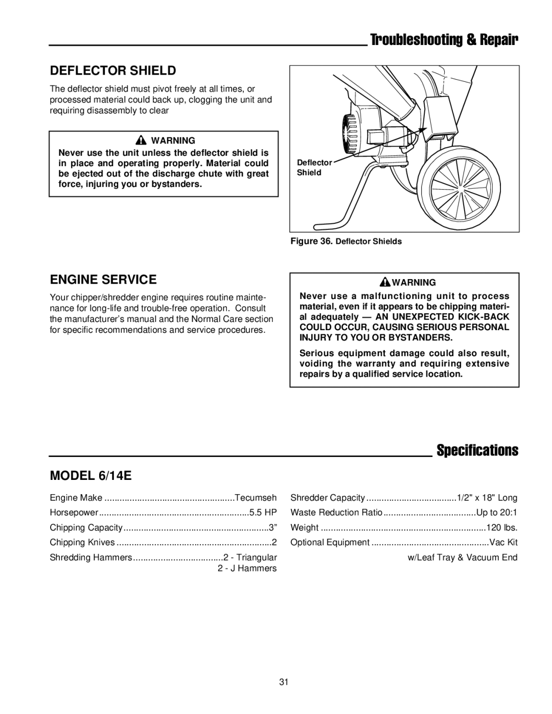 Simplicity manual Deflector Shield, Engine Service, Model 6/14E 