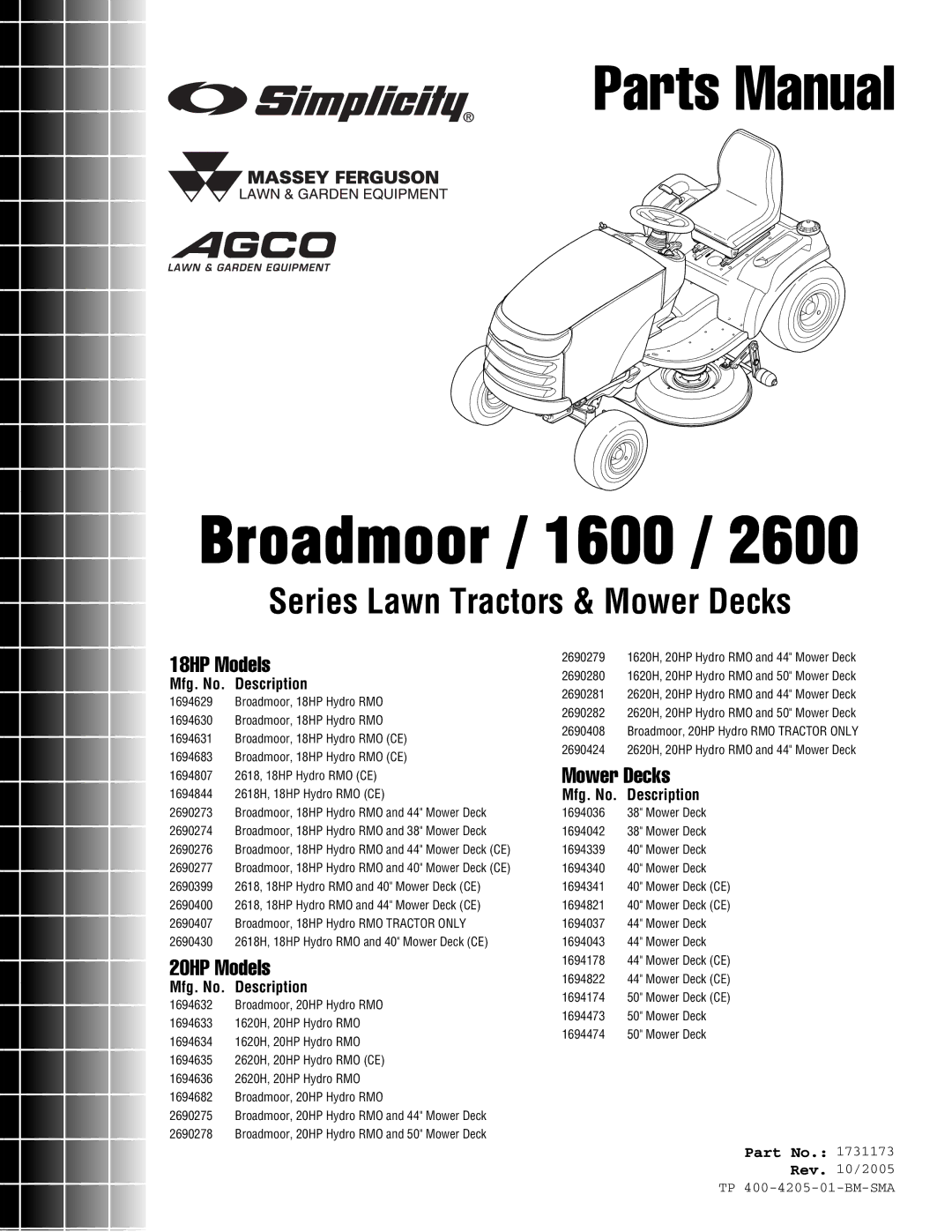 Simplicity 1600 Series manual Broadmoor / 1600 