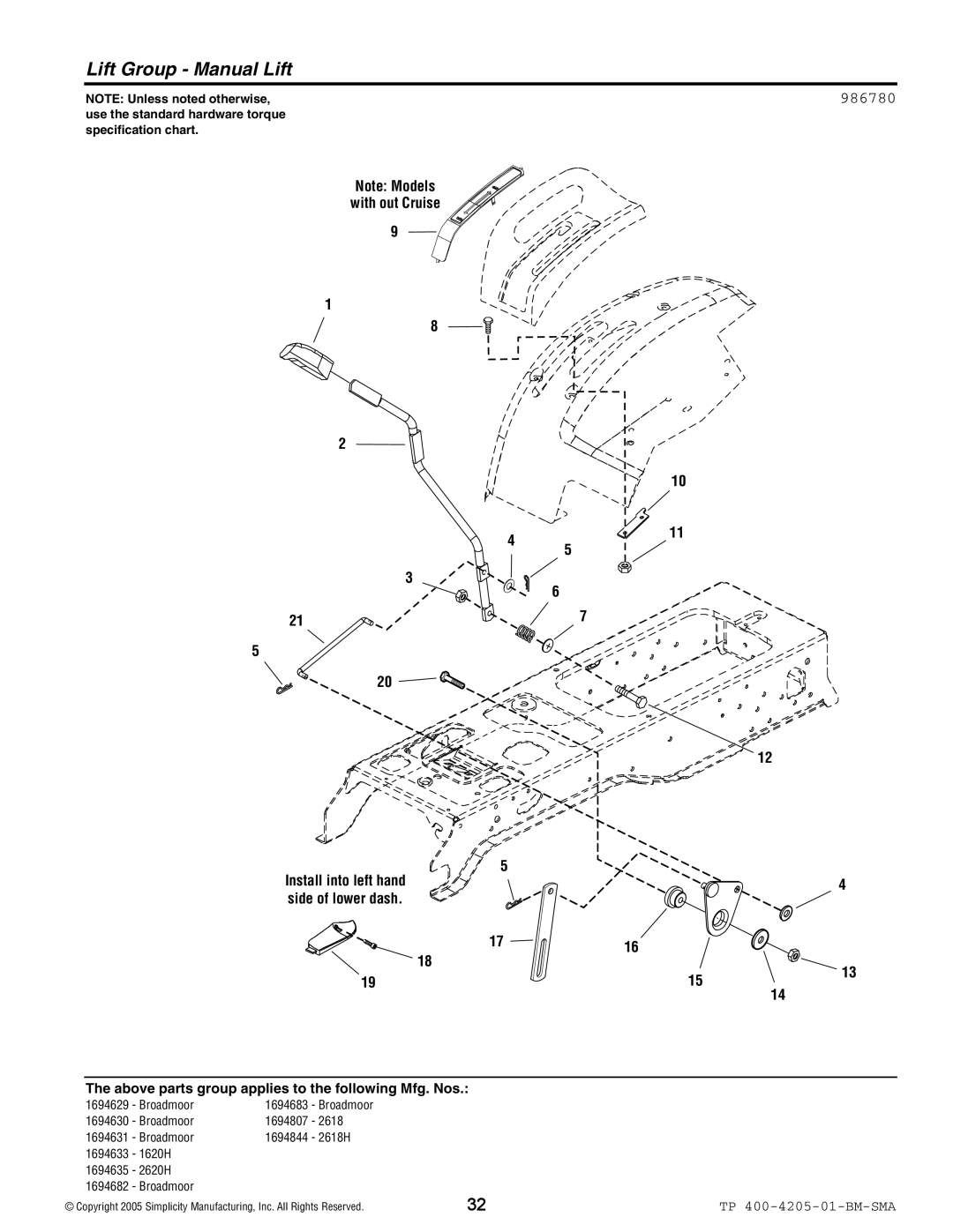 Simplicity 1600 Series manual 986780 