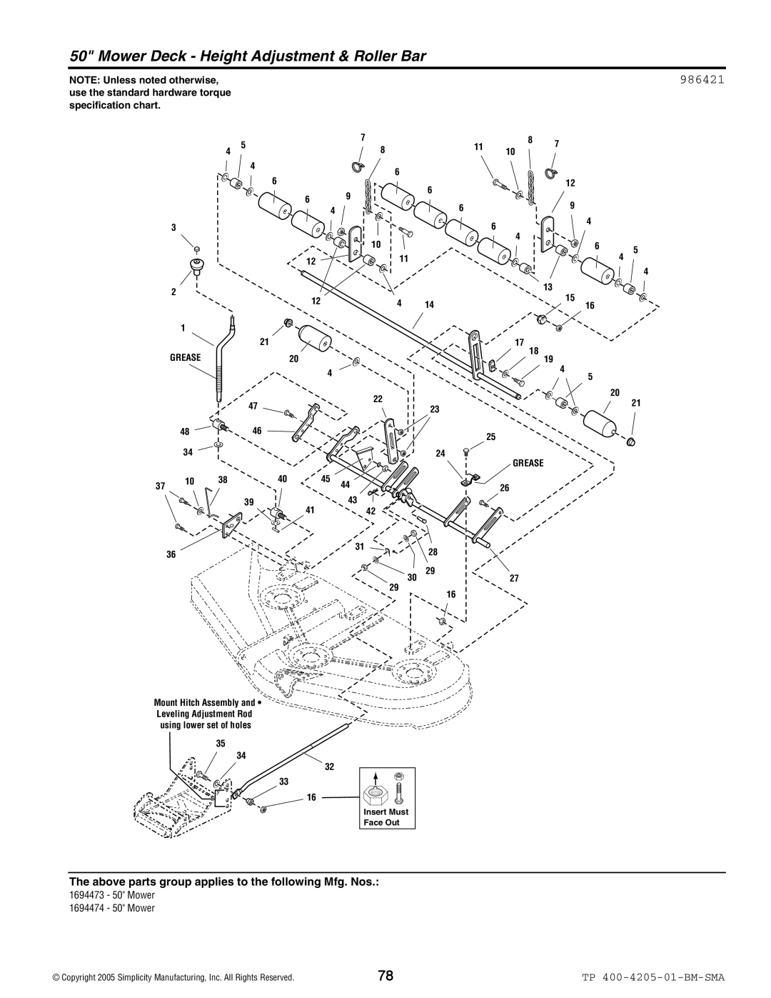 Simplicity 1600 Series manual Mower Deck Height Adjustment & Roller Bar 