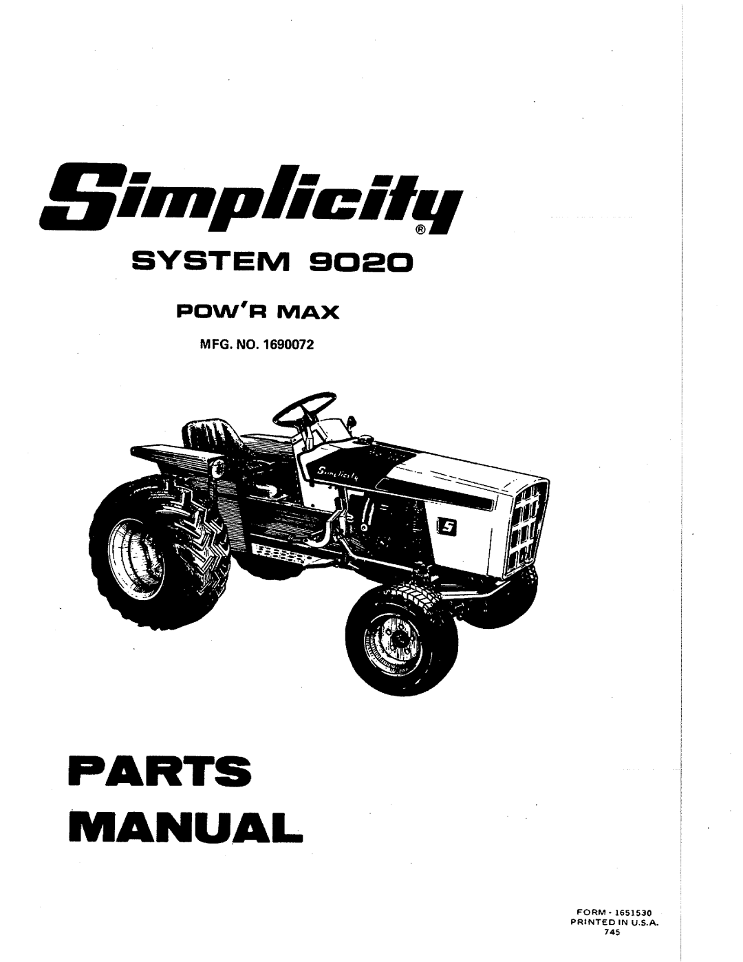 Simplicity System 9020, 1690072 manual 