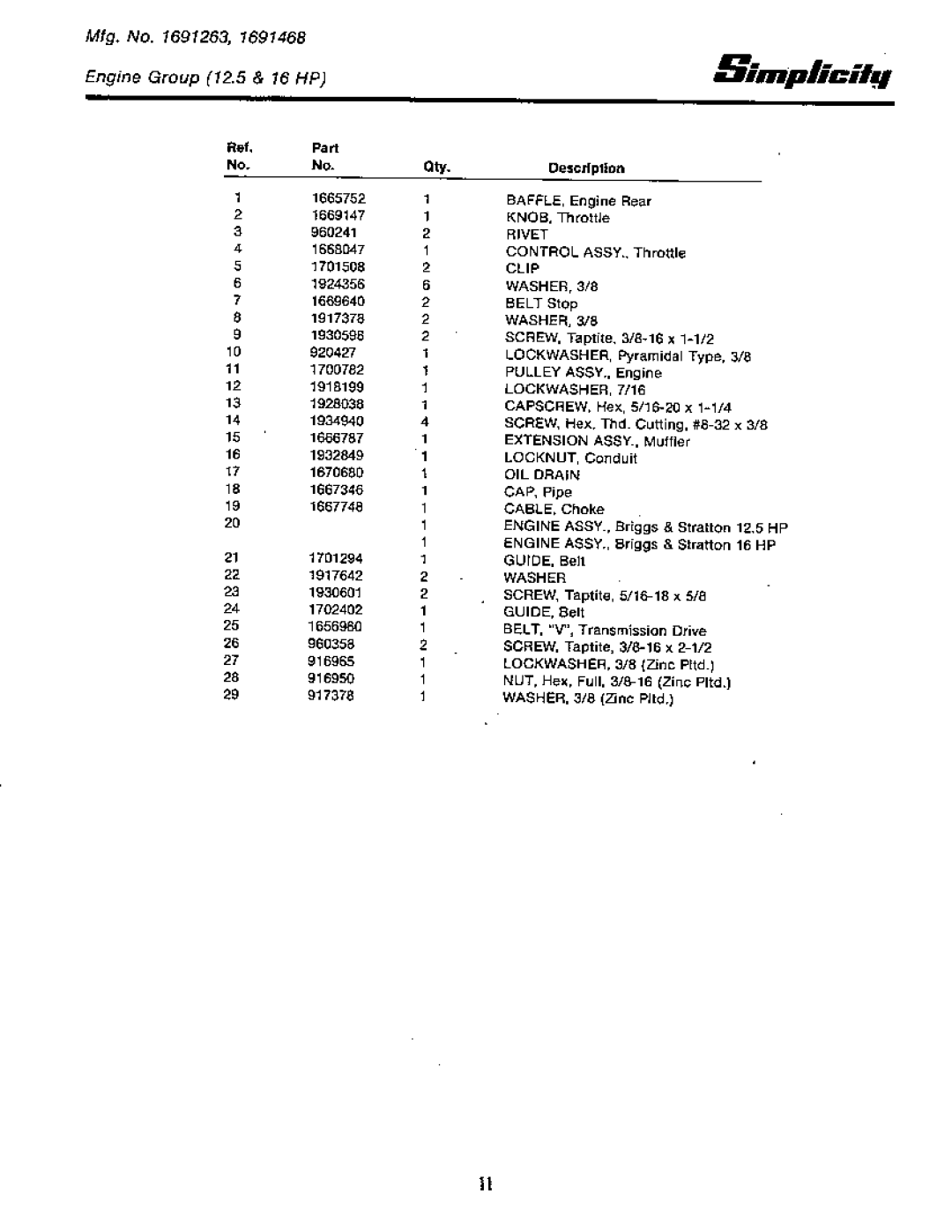 Simplicity 1691263, 1691425, 1691423, 6500 Series, 1691736, 1691732, 1691468 manual 