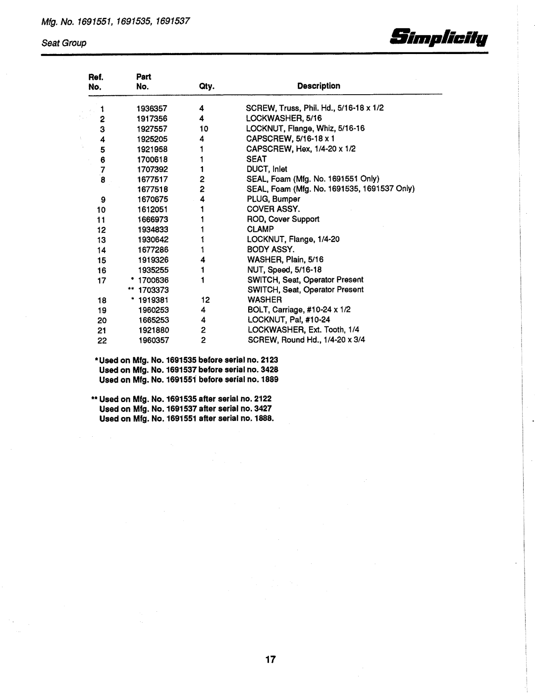 Simplicity 1691993, 1691437, 1691551, 1691537, 1691535, 1691106, 1690530, 1691108, 1690891 manual 