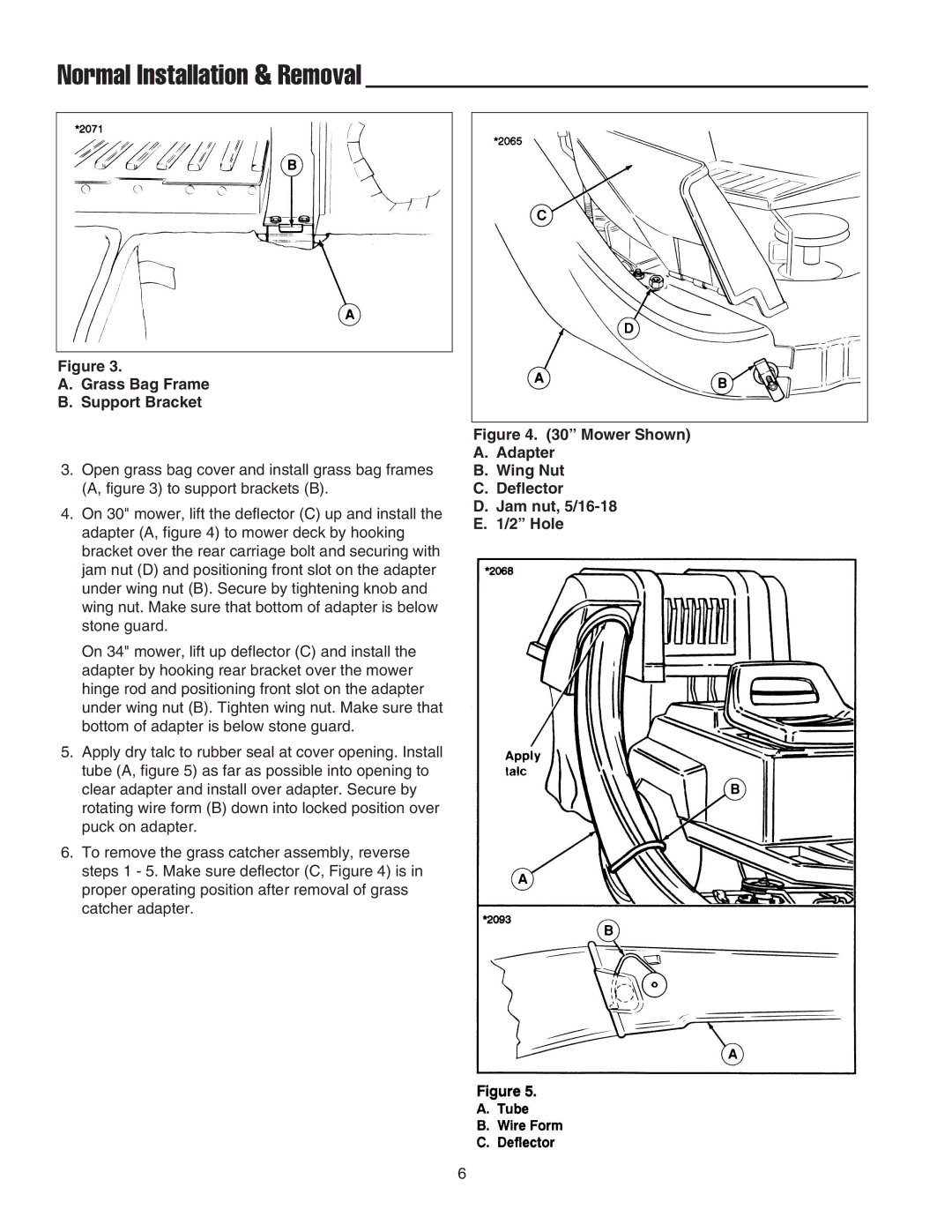 Simplicity 1692149, 1692150 instruction sheet Normal Installation & Removal, Grass Bag Frame Support Bracket 